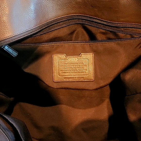 Coach Chocolate Brown Leather Duffel Carry Bag (C print) Excellent Condition - Picture 3 of 4